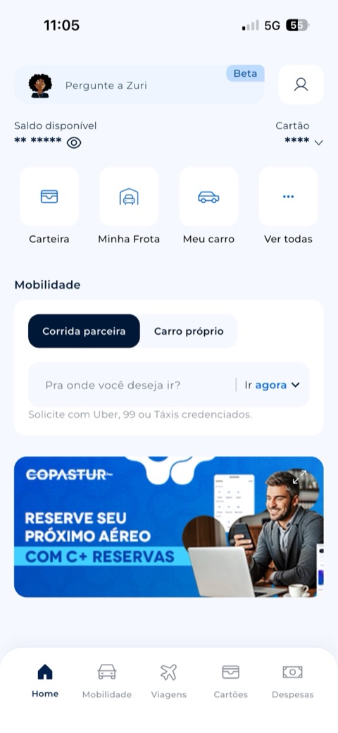 Tela inicial do SuperApp C+ com o resumo da operação