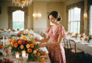 mulher organizando mesa de festa para ilustrar texto de forncecedor para eventos