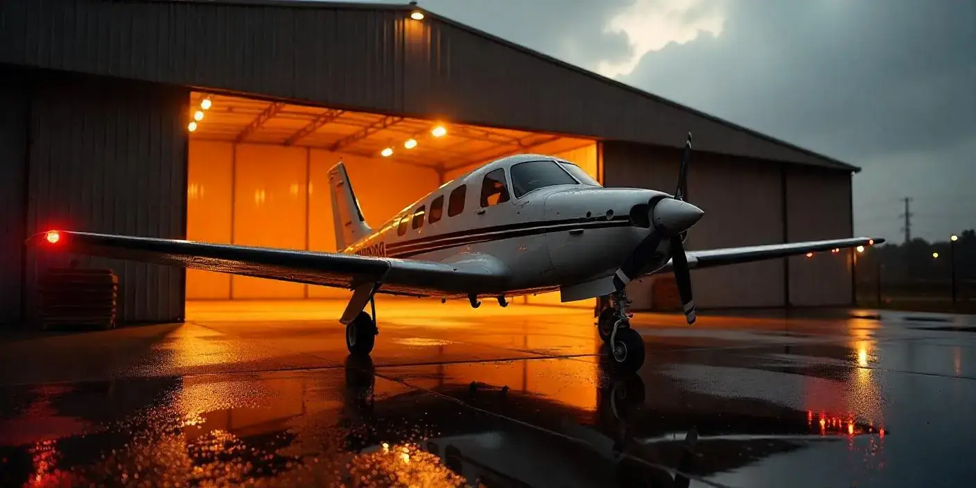 avião em hangar para ilustrar post sobre middle air solução de gerenciamento de aeronaves
