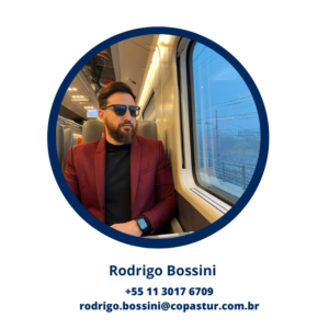 Foto do Rodrigo Bossini, Supervisor de atendimento vip da Copastur, área responsável pelo atendimento personalizado de viagens