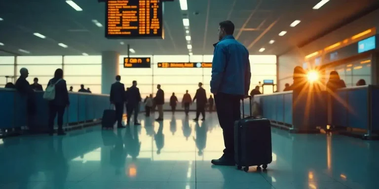 homem no aeroporto para ilustrar texto de viagem a trabalho