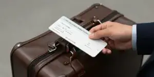 imagem de uma mala com passagem aérea para ilustrar seguros para funcionários