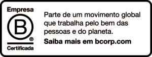 #PraCegoVer: Peça gráfica em preto e branco, com bordas arredondadas. À esquerda, aparece o selo “Empresa B Certificada”, com a letra “B” dentro de um círculo e o símbolo de marca registrada, um R dentro de um círculo. À direita, está a mensagem: “Parte de um movimento global que trabalha pelo bem das pessoas e do planeta. Saiba mais em bcorp.com” (post Empresa B™: como a Biosfera Copastur integra impacto positivo ao modelo de negócio)