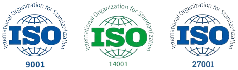 Selos ISO 9001, ISO 14001 e ISO 27001